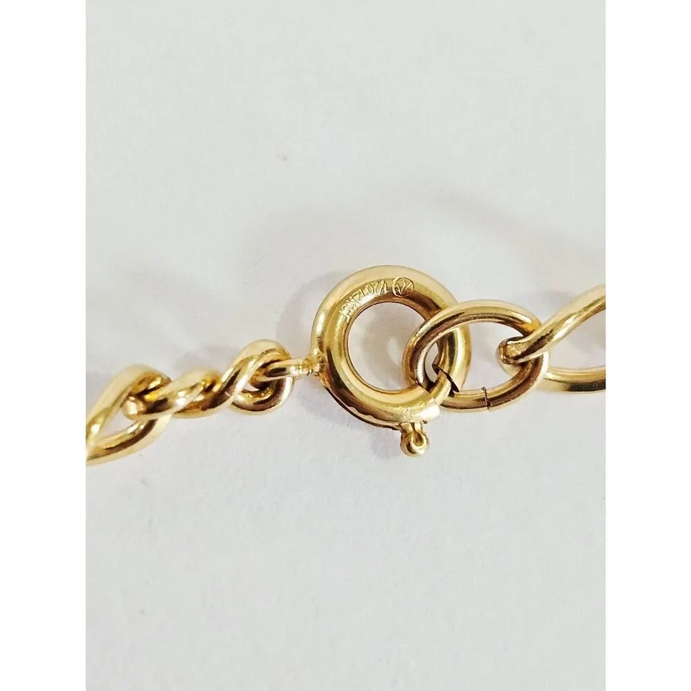 Vintage 12K Gold Filled Signed Polished Infinity Figaro Chain Link Bracelet 7